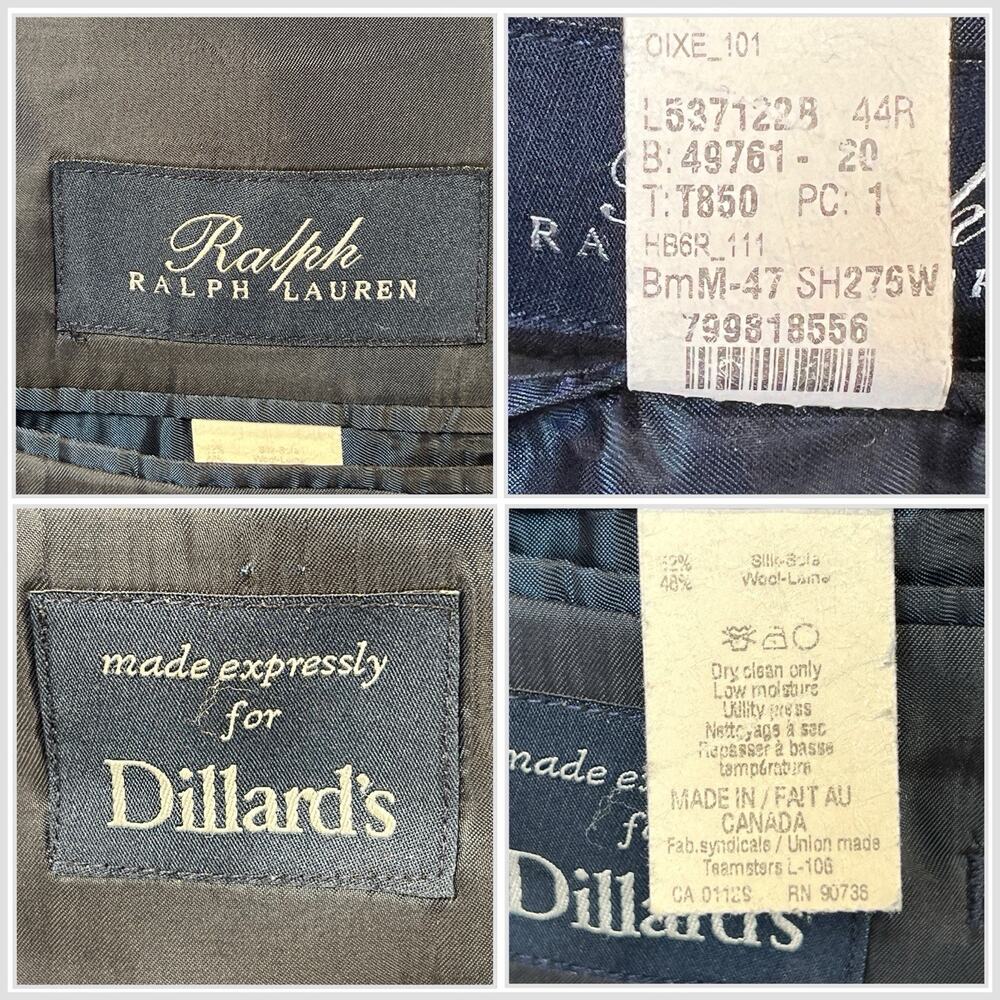 Ralph Lauren RRL 44R Blue Plaid Casual Wool Silk Designer Blazer Sport Coat - Picture 14 of 14